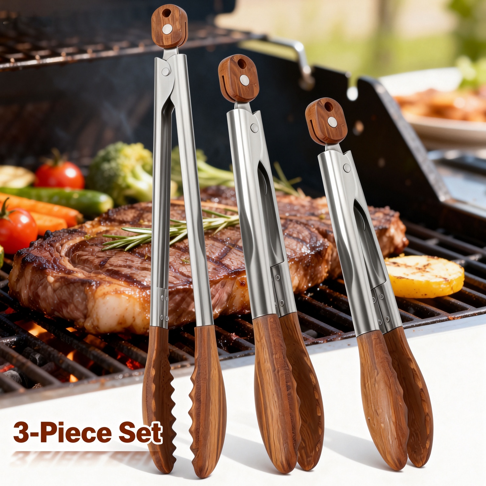 Kitchen Gadgets And Equipment - 2/3 Pcs Food Tongs Walnut Wood