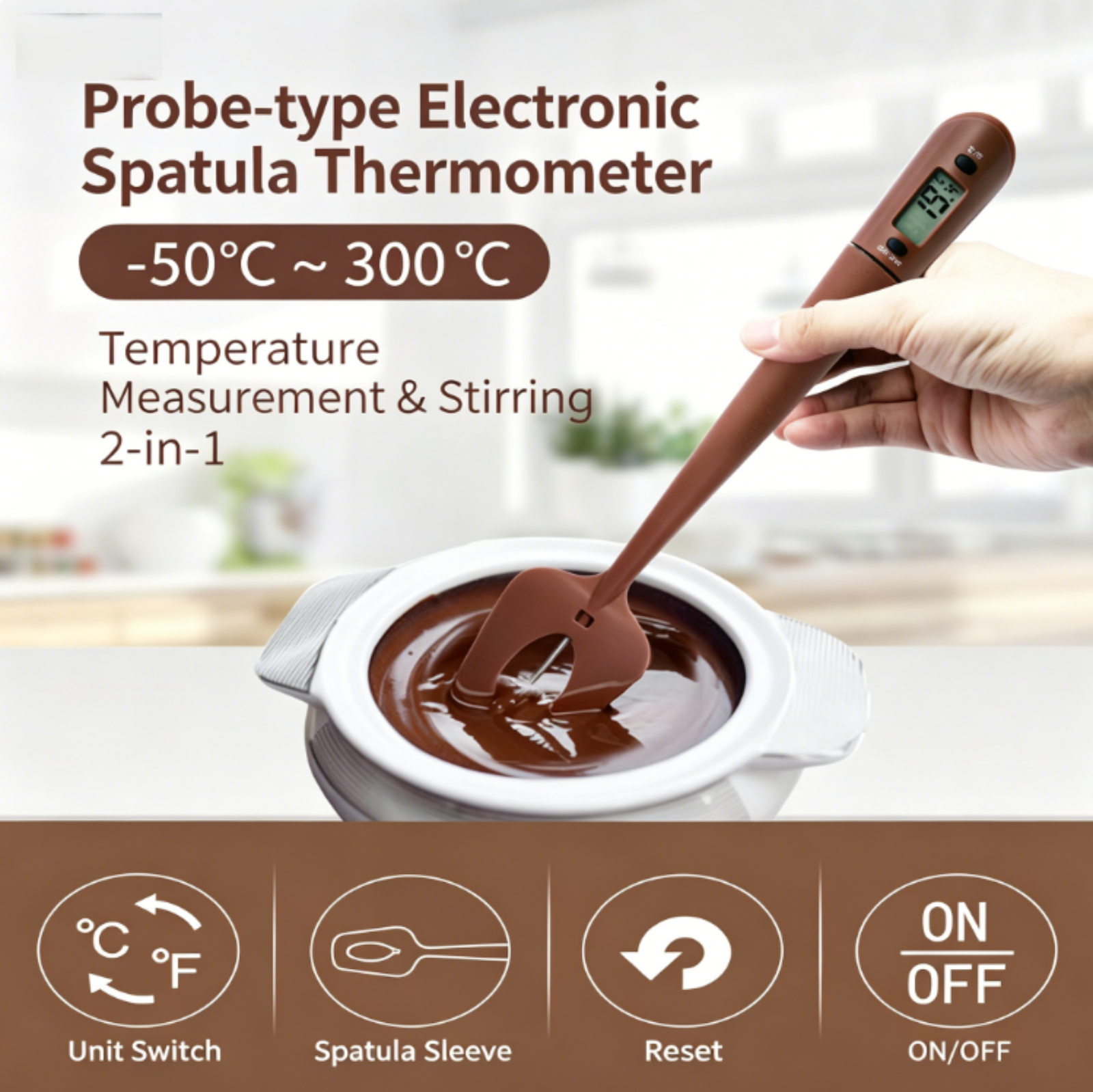 Instant Read Thermometer - 2-in-1 Spatula Thermometer, Instant Read Food