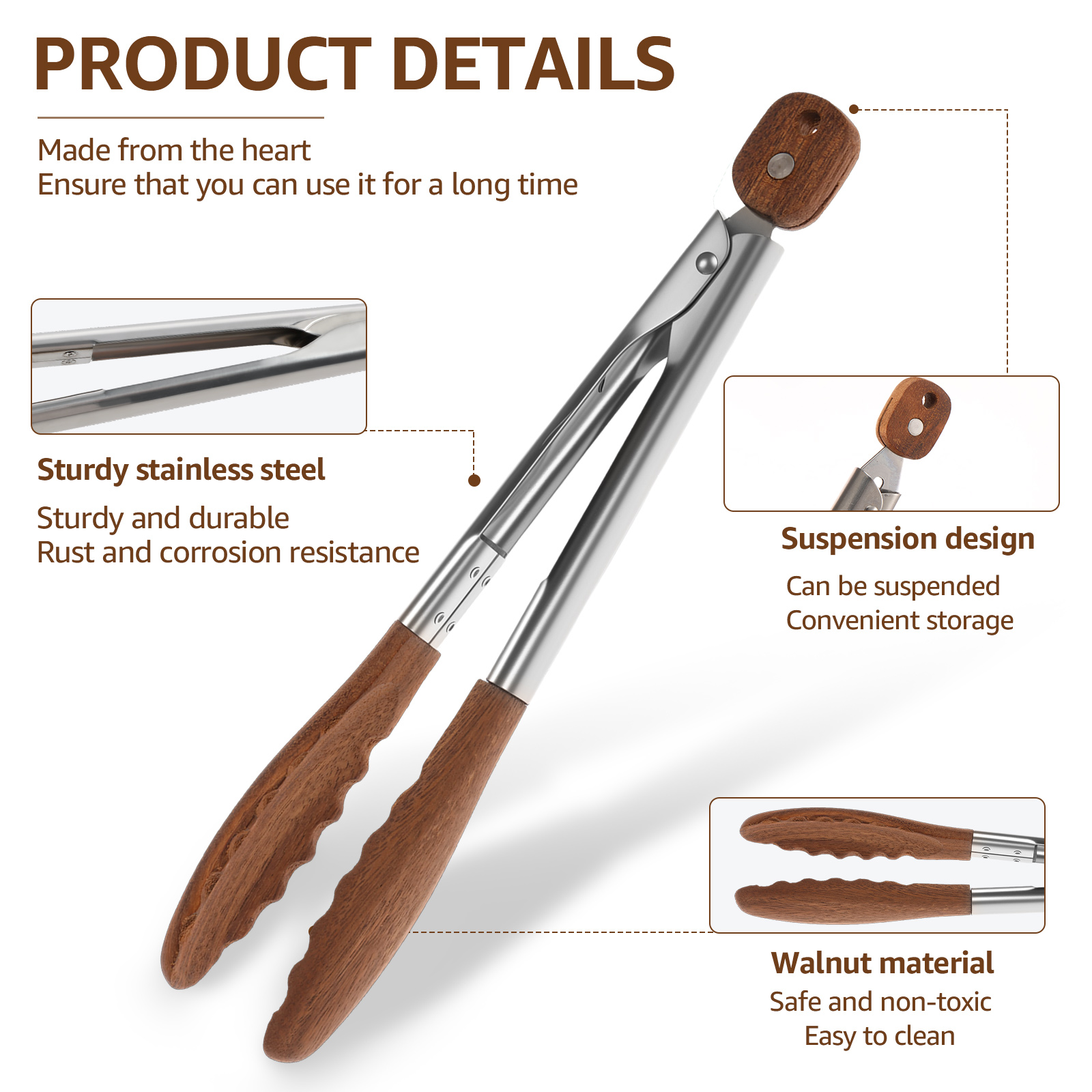 2/3 Pcs Food Tongs Walnut Wood - Kitchen Gadgets And Equipment recensie en prijs