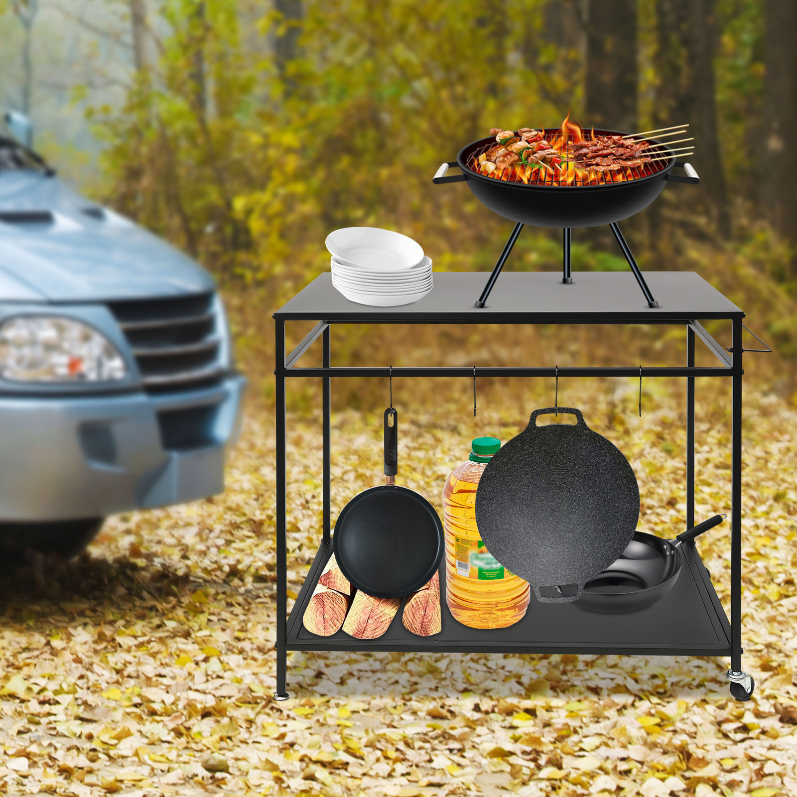 Double-Shelf Movable Cooking T - Kitchen Gadgets Rack recensie en prijs